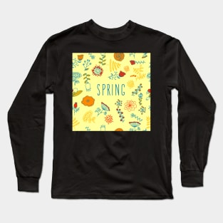 Spring pattern with flowers, vector floral illustration in vintage style Long Sleeve T-Shirt